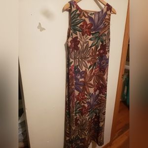 Vintage JONES NEW YORK LONG DRESS 100%Silk floral print size (14) L w cover